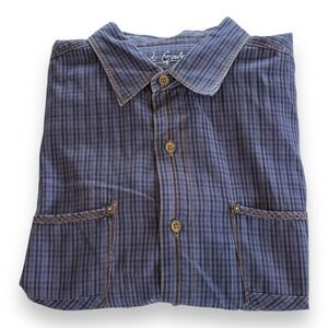 Robert Graham Jeans Blue Striped Men's Button Up Long Sleeve Shirt Sz XL Cotton